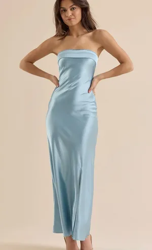 Altar’d State Paityn Strapless Maxi Dress in Light Blue thumbnail 1