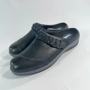 Orthofeet Irma Womens Size 11 Medium Black Leather Orthopedic Comfort Clog Mules thumbnail 3