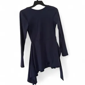Navy Blue Long Sleeve Tie Front Romper Dress Skort thumbnail 4