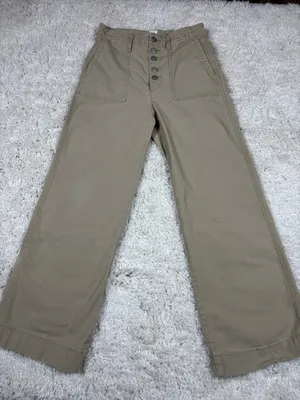 GAP High Rise Wide Leg Khaki Pants Size 4 Button Fly Stretch thumbnail 1