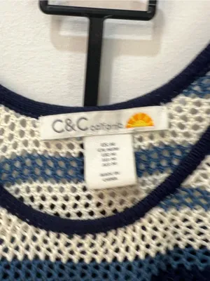 C&C California striped knit two piece set navy blue cream color Medium thumbnail 3