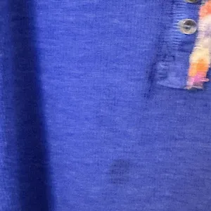 Free People Royal Blue Rainbow Embroidered Henley Thermal Top‎ Boho Small thumbnail 6