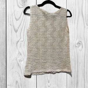 VTG Sleeveless Ruched Textured Tank Top Butter Yellow Coastal Beach‎ top size S thumbnail 3