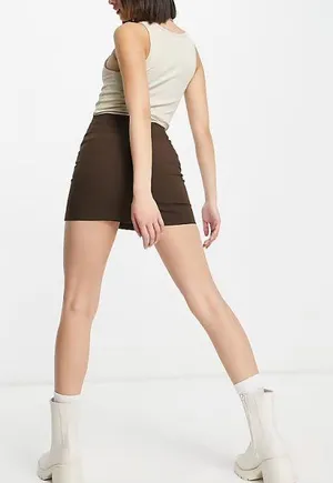 Pull & Bear Brown 70s Mini Pencil Skirt thumbnail 3