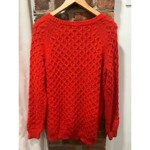H&M Vibrant Orange Red Textured Knit Sweater 90s Art School Oversized S thumbnail 4