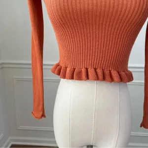 NWT ASOS Burnt Orange Rust Bardot Style Crop Top 4 thumbnail 6
