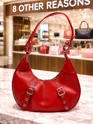 8 Other Reasons Delphine Double Buckle Shoulder bag Red / Silver thumbnail 1