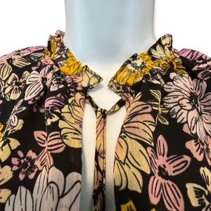 NWT BB Dakota Steve Madden Floral Maxi Dress L Chiffon Ruffle Tiered Blossom thumbnail 4