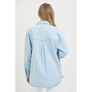 RISEN‎ Oversized Stripe Denim Shaket - Small thumbnail 5