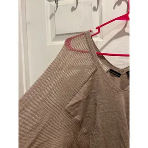 Moda International Cotton‎ Cashmere Batwing V-Neck Sweater Taupe Large thumbnail 2