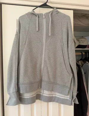 FP Movement by Free People Light Gray Zip-Up Hooded Sweatshirt thumbnail 1