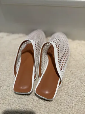 White Mesh Fishnet Flat Mule Shoes Size 6 thumbnail 3