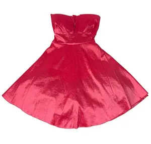 strapless Red satiny party dress. thumbnail 1