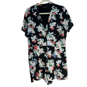 Abercrombie & Fitch Womens Floral‎ Button Front Romper Black XL 159D0493 thumbnail 10