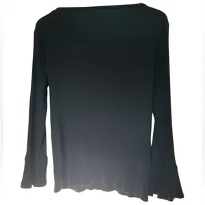J. CREW Black Trumpet Bell Cuff Boat Neck Ribbed Knit Shirt Top - Size Large thumbnail 6