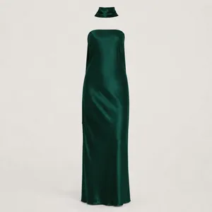 Reformation | NWT Oren 100% Silk Maxi Dress with Scarf in Forest Green | XL thumbnail 12