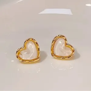 Gold and White Heart Earrings thumbnail 2