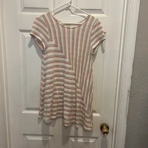 Anthropologie Puella Short Sleeve Striped Swing Tunic‎ Top Beige Medium USA Made thumbnail 4