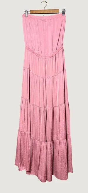 Naked Zebra Maxi Dress Women Small Pink Good Strapless Tiered SD115893 thumbnail 1