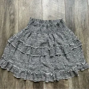 Altar’d State Tiered Ruffle Black and White Printed Smocked Skirt Size Medium thumbnail 2
