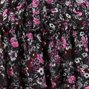 Zara RUFFLED PRINT HIGH COLLAR BLOUSE Black/Pink thumbnail 6