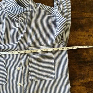 Maeve Anthropologie Blue and White Striped Button Down Shirt thumbnail 10