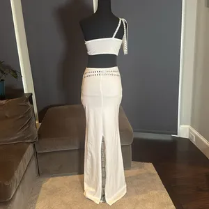 Women’s White Sparkly BodyCon 2 Piece Party Club Outfit Size M NEW *READ thumbnail 5