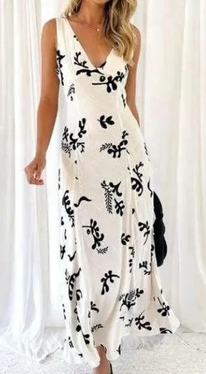 Anthropologie Paper Heart Women’s S Linen Blend Black White Maxi Dress thumbnail 1