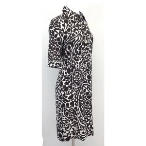 Milly New York‎ Brown & White Print Silk Short Sleeve Dress Size 6 thumbnail 2