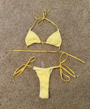 Shein Bikini Set Yellow Ribbed thumbnail 1