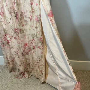 Anthropologie BHLDN Iris Floral One Shoulder Cutout Maxi Dress Cream Pink XL NWT thumbnail 7