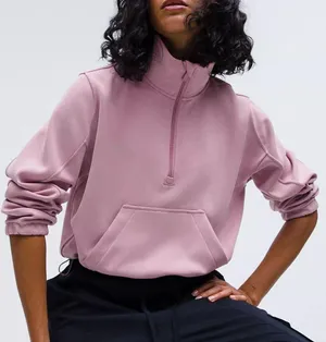 Lululemon Brushed Softstreme Half Zip ColourRose Blush thumbnail 1
