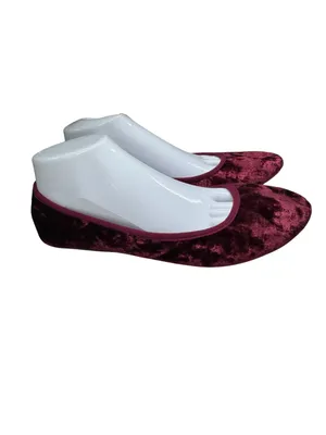 City Streets Women's Velvet Ballet Flats Burgundy casual work holiday comfort 9 thumbnail 2
