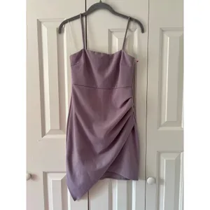 Blue Blush Purple Asymmetrical Mini Dress Women’s Medium Ruched Party Cocktail thumbnail 2