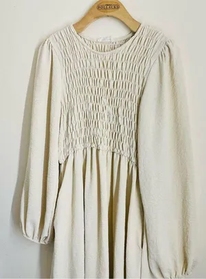Beeson River Elegant Cream Smocked Dress thumbnail 1