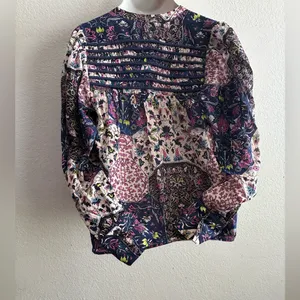 Maria cher Floral Button Down Long Sleeve Blouse Multicolor L (#04098) thumbnail 3