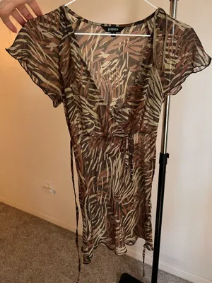 Papaya Y2K Sheer Brown Animal Print Blouse thumbnail 2