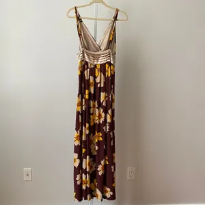 Sugar‎ Lips S Brown Floral Maxi Dress Studded Empire Waist Boho Summer thumbnail 5
