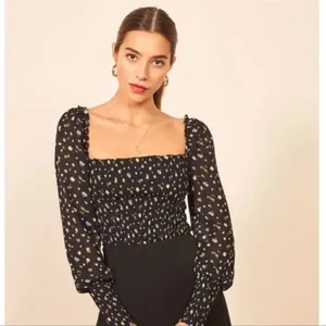 💕REFORMATION💕 Pinto Top ~ Posie Black Floral Print Medium thumbnail 3