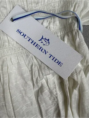 Southern Tide Smocked Babydoll Top Womens XS White NWT Ruffle Coastal Preppy thumbnail 5