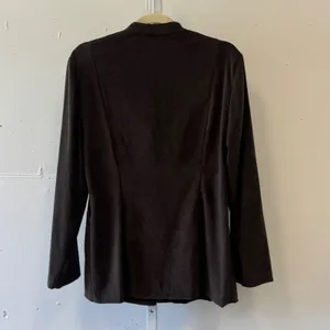 Dressbarn Olive Green Faux Suede Embroidered Blazer Jacket Size 12 Vintage Style thumbnail 2