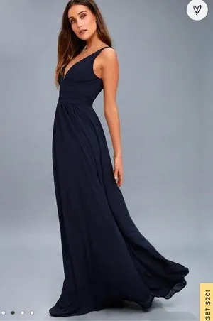 Lulu’s Leading Role Dark Blue Maxi Dress Sz M EUC thumbnail 1