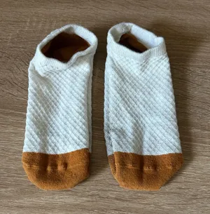 Women's No-Show Socks with Tan Toe - White and Tan thumbnail 1