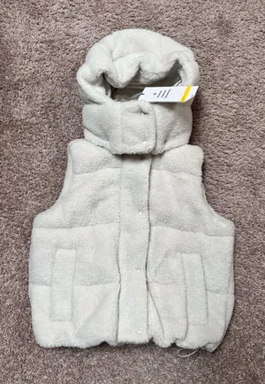 Lululemon Wunder Puff Cropped Vest Textured Fleece - Bone thumbnail 1