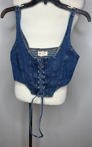 Lone Star - Blue Denim Corset Crop Top thumbnail 1