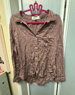 Cloth & Stone Button Down Shirt Size L Mauve Striped Blouse thumbnail 1