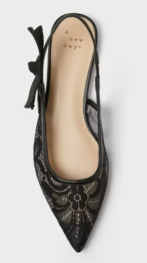A New Day Women’s London Lace Sling Back Bow Flats thumbnail 1