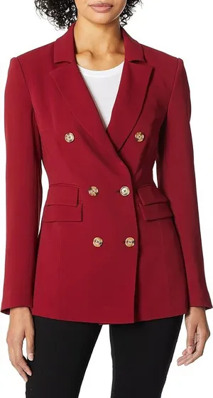 Revolve C/MEO Collective Red Notch Collar Blazer size Small Buttoned Golden thumbnail 1