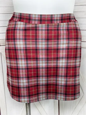 Halara Plaid Skort Mini Skirt Red Grey Large Preppy Punk Academia School Girl thumbnail 1