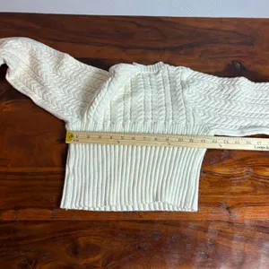 Altar State Cream Cable Knit Balloon Sleeve‎ Cropped Sweater Top Size Small thumbnail 8